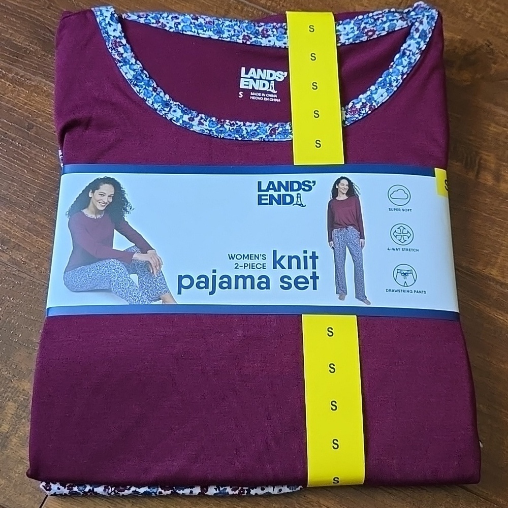 Lands' End Women's Knit 2 Piece Pajama Set